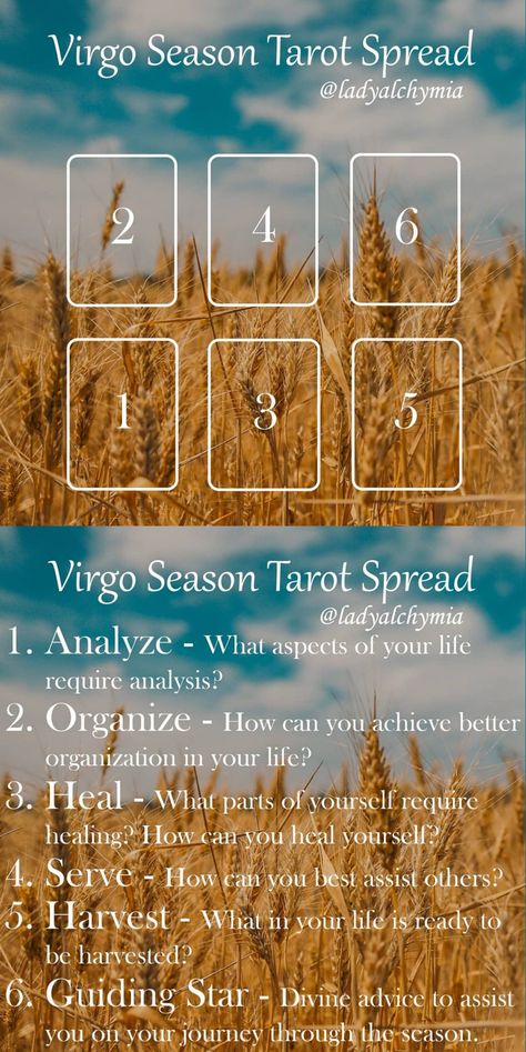 Virgo Season Tarot Spread #virgoseason #tarotspread #virgoseasontarotspread Virgo Season Tarot Spread, New Moon In Virgo Tarot Spread, Virgo Tarot Spread, Virgo Tarot Card, Tarot Study, Oracle Card Spreads, Tarot Reading Spreads, Witch Board, Virgo Birthday