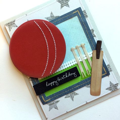 Cricket Birthday Cards Handmade, Cricket Cards Handmade, Cricket Themed Birthday Cards, Sports Day Card Ideas, Handmade Gifts For Male Bestie, Cricket Cards Ideas, Cricket Gift Ideas, Cricket Birthday Cards, Diy Cards For Him