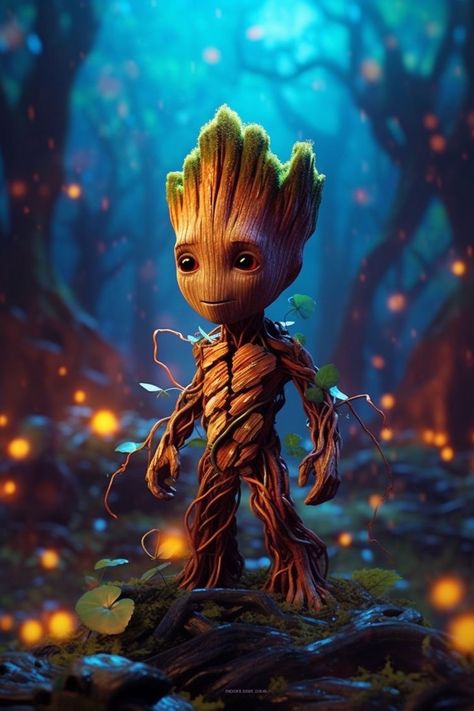 Groot Marvel Art, Groot Tattoo, Groot Avengers, Groot Guardians Of The Galaxy, Baby Marvel, Groot Guardians, Lucario Pokemon, Avengers Cartoon, 3d Karakter