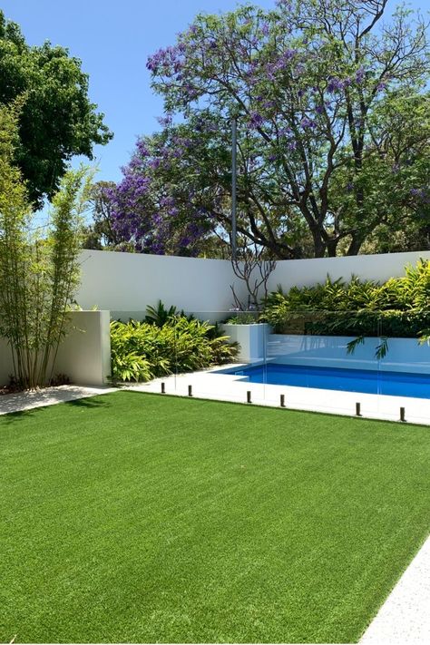 Pool Landscaping Canada, Backyard And Pool Ideas, Simple Backyard With Pool Ideas, Pool In A Small Yard, Pool In The Backyard, Gardens With Pools, Garden Pool Design Landscaping, Pool And Landscape Ideas, Simple Backyard With Pool