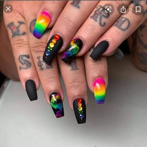 Pride Month Nails Acrylic, Nail Ideas Rainbow, Long Coffin Nails Designs, Pride Nail Ideas, Pride Month Nails, Pride Nails Designs, Hologram Nails, Pride Nail, Coffin Nails Designs Summer