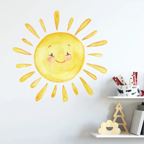 Cartoon Painted Rainbow Sun Children Bedroom Porch Home Wall Background Decorative Wall Stickers Self-adhesive Room Decoration - Wall Stickers - AliExpress Sun Ideas, New House 2023, Painted Rainbow, Temu Finds, Bedroom Porch, Nursery Wall Stickers, Back Yards, Wall Decor Decals, Playroom Wall