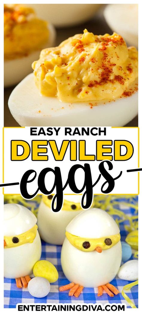 Ranch Deviled Eggs (Without Vinegar) | Brunch Recipes Party Deviled Eggs, Easy Deviled Eggs Recipe, Deviled Eggs Recipe Best, Ranch Deviled Eggs, Pumpkin Deviled Eggs, Deviled Egg Recipe, Easter Deviled Eggs, Classic Deviled Eggs, Deviled Eggs Recipe Easy