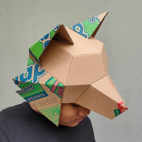 Cardboard Wolf Hat Template. Half face wolf head helmet . DIY Printable Pattern for creating Wolf Hat from corrugated cardboard Cardboard Helmet, Wolf Helmet, Cardboard Masks, Printable Paper Toys Templates, Helmet Diy, Paper Toy Printable, Cardboard Mask, Wolf Hat, Helmet Designs