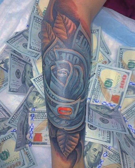 Money Sleeve Tattoos For Women, Forearm Tattoo Women For Lost Ones, Tattoos Female Sleeve, Eat Or Get Ate Tattoo, Money Tattoo Ideas For Women, Tattoo Checklist, Preston Tattoo, Otf Tattoo, Chase Money