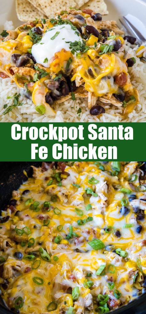 Crockpot Santa Fe Chicken, Spicy Enchilada Sauce, Santa Fe Chicken, Gooey Cheese, Crock Pot Slow Cooker, Best Chicken Recipes, Crockpot Recipes Slow Cooker, Crock Pot Cooking, Spicy Sauce