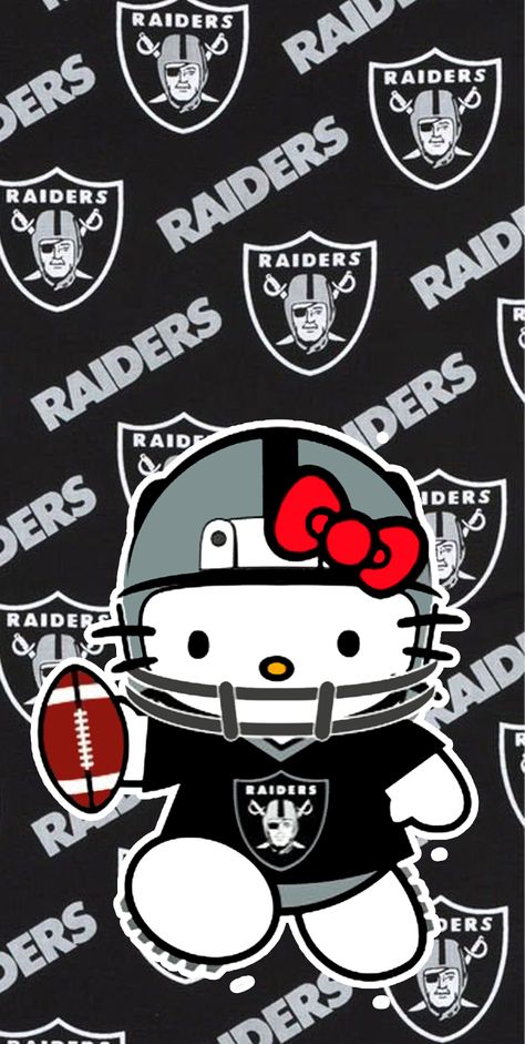 Hello Kitty Raiders, Gangster Hello Kitty, Drawing Hello Kitty, D Wallpaper Letter Cute, Raiders Nation, Iphone Wallpaper Inspirational, Raiders Wallpaper, Chicano Love, Pink Wallpaper Hello Kitty