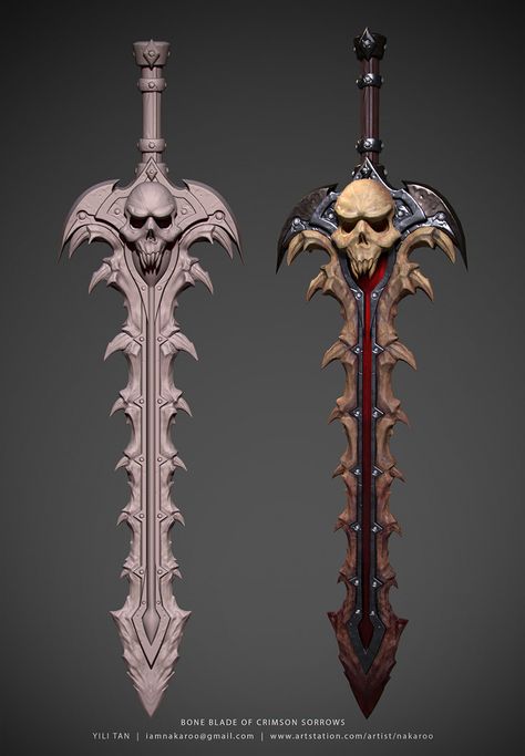 Bone Greatsword, Random Story, Cool Swords, Fantasy Monster, Modern Fantasy, Scary Art, Creature Concept Art, Armor Concept, Creature Concept