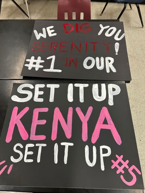 Senior Night Signs Volleyball, Volleyball Setter Poster Ideas, Game Day Posters Volleyball, Volleyball Senior Poster Ideas, Volleyball Signs Posters For Players, Volleyball Senior Night Posters Ideas, Senior Volleyball Posters, Volleyball Posters For Games, Volleyball Poster Ideas For Players