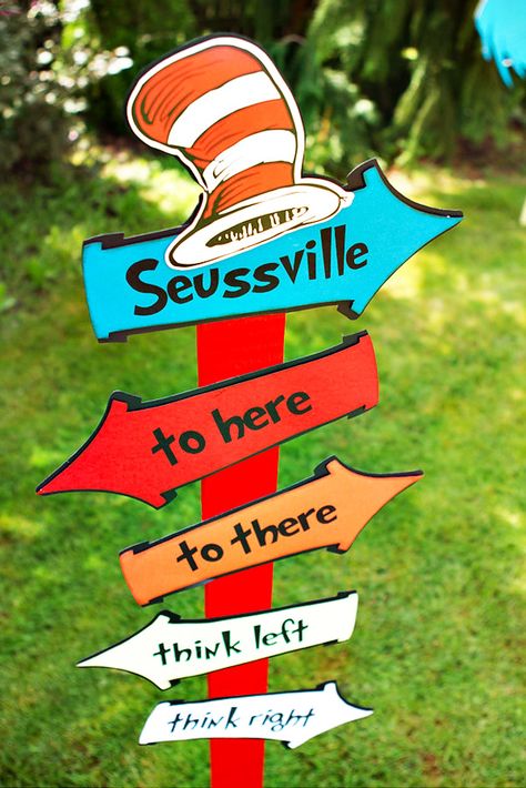 Playful Cat in the Hat First Birthday {Dr. Seuss Theme} Doctor Suess Birthday, Dr Seuss Party Ideas, Cat In The Hat Party, Dr Seuss Crafts, Dr Seuss Birthday Party, Seuss Classroom, Seuss Crafts, Dr. Seuss, Dr Seuss Week