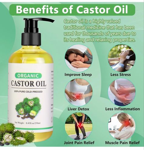 ✅Benefits of Castor Oil: Castor oil cold pressed helps improve the body's natural relaxation and improves blood circulation to support muscle, and joint pain relief. Choosing organic castor oil with the castor oil pack is highly recommended, making your daily life better. ✅Organic Castor Oil: Fuliuyu castor oil organic(8.45fl.oz/250ml) is 100% pure, cold-pressed,hexane-free and packaged in h...#HealthTips #SelfCare #HealthyLiving #Wellness #FitnessTips #NutritionTips #HealthyLifestyle #FitLife Tilted Uterus, Castor Oil Packs For Liver, Castor Oil Benefits Skin, Benefits Of Castor Oil, Castrol Oil, Castor Oil Uses, Castor Oil For Skin, Jamaican Castor Oil, Pure Castor Oil