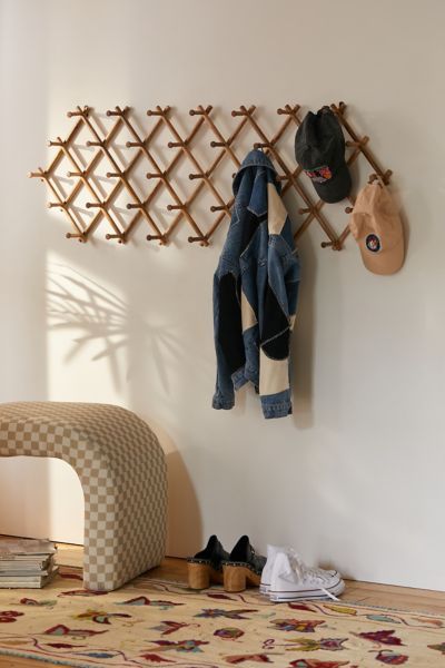 Kamal Folding Multi-Hook | Urban Outfitters Urban Outfitters Home, Folding Walls, Hat Storage, Vinyl Storage, Tiny Space, Small Apartment Decorating, Crate Storage, Cotton Sheets, Duvet Sets