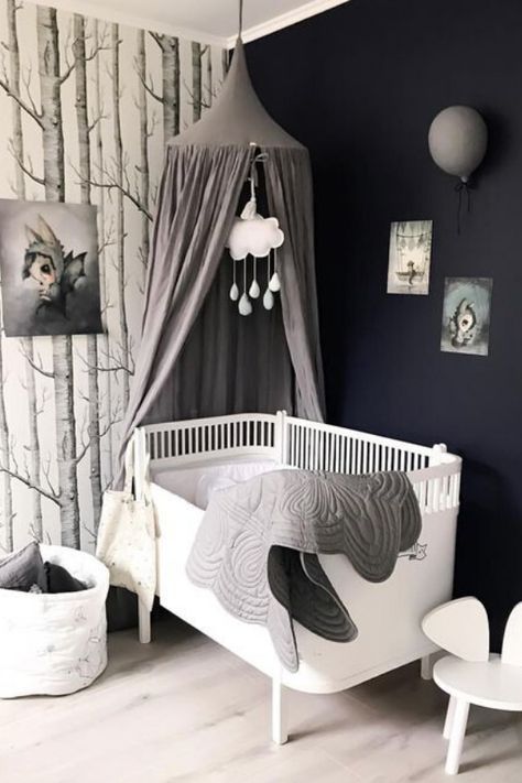 BLACK NURSERY IDEAS 15 Baby Nursery Wallpaper, Contemporary Nursery, Black Nursery, Monochrome Nursery, Nursery Room Design, Baby Boy Room Nursery, White Nursery, Baby Room Design, Nursery Baby Room