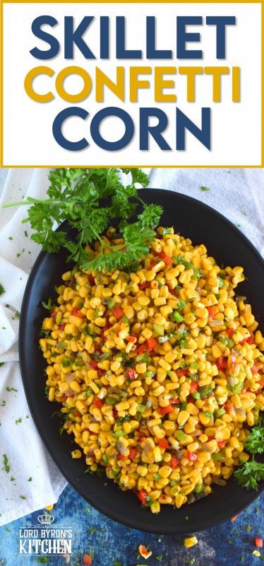 A bright, bold, and fresh summer side is right here! Skillet Confetti Corn is the most delicious summer side and it takes less than twenty minutes from start to finish. Sautéed in butter, corn is paired with bell peppers, red onions, jalapenos, and green onions. It's one of those sides you always wish you made more of! #corn #summer #summersides #confetti #salad #sidedish #vegetable #vegetarian Corn With Red Bell Pepper, Confetti Corn Ina Garten, Corn Veggie Side Dish, Hot Corn Salad Recipe, Corn With Peppers And Onions, Side Dish Corn Recipes, Corn Medley Recipe, Sauteed Corn Side Dishes, Niblet Corn Recipes