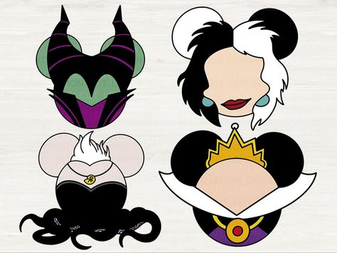 Disney Villains Svg, Atrapasueños Tattoo, Disney Cricut, Disney Christmas Ornaments, Disney Mickey Ears, Dark Disney, Svg Disney, Disney Mouse, Mickey Head