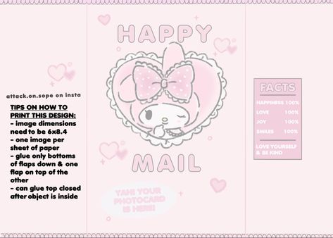 Package Template Kpop, Packet Package Template, Love Mail Thank You Card Kpop, Packet Package Template Kpop, Happy Facts, Mail Template, Polaroid Template, Love Mail, Hello Kitty Crafts