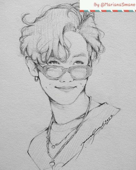 Jhope Drawing Pencil Easy, Jhope Sketch Easy, Bts Sketches Easy Simple, Hope Art, Celebrity Drawings, Kpop Drawings, Art Fanart, Easy Drawings Sketches, Fan Art Drawing