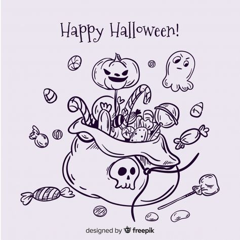 Fondo de bolsa de dulces de halloween dibujada a mano Marcos Halloween, Dulces Halloween, Halloween Candy Bags, Drawing Bag, Halloween Drawings, Candy Bags, Halloween Candy, Dia De Muertos, Happy Halloween