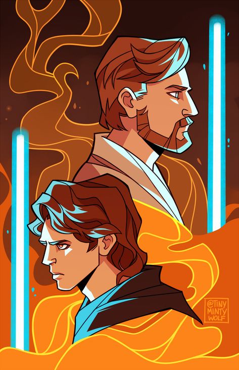 ☆ Minty's Art Blog ☆ (Posts tagged obi wan kenobi) Obi Wan Art, Anakin Obi Wan, Star Wars Cartoon, Star Wars Painting, Anakin Vader, Star Wars Anakin, High Ground, Star Wars Drawings, Star Wars Wallpaper