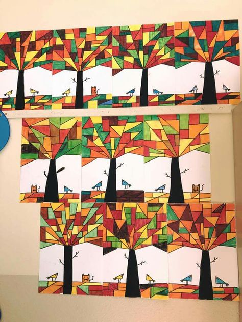 Arbres Fall Tree Drawing, Tree Drawing For Kids, Fall Art Projects, 4th Grade Art, 5th Grade Art, 3rd Grade Art, Classroom Art Projects, Fall Tree, Elementary Art Projects