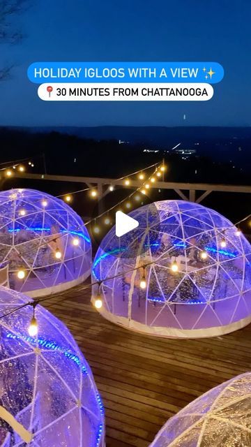 Hope • Chattanooga Hiking Tour Guide on Instagram: "Dine in an igloo with beautiful mountain views ❄️✨ Add this to your holiday activities! 📍Top of the Rock restaurant is located in Jasper, Tennessee. Only a ~30 minute drive from downtown Chattanooga! They have 10 igloos available! We loved their pizza & tacos when we went 🍕🌮 Don’t forget to take a short walk over the bridge to see the incredible sunset views at Pat’s Summit. ⚠️ Due to limited availability, igloo reservations must be made by calling the restaurant directly at 423-939-9037 🚗 Address: 1584 Jasper Highlands Blvd  Jasper, TN 37347 **They are in Central Time so be aware of that if you go (Chattanooga is Eastern Time) Have you been here? 😋 #igloodining #chattanoogatn #chattanooga #holidayseason #igloo #christmastime" Rock Restaurant, Pizza Tacos, Downtown Chattanooga, Chattanooga Tn, Dine In, Sunset Views, Holiday Activities, The Restaurant, Beautiful Mountains