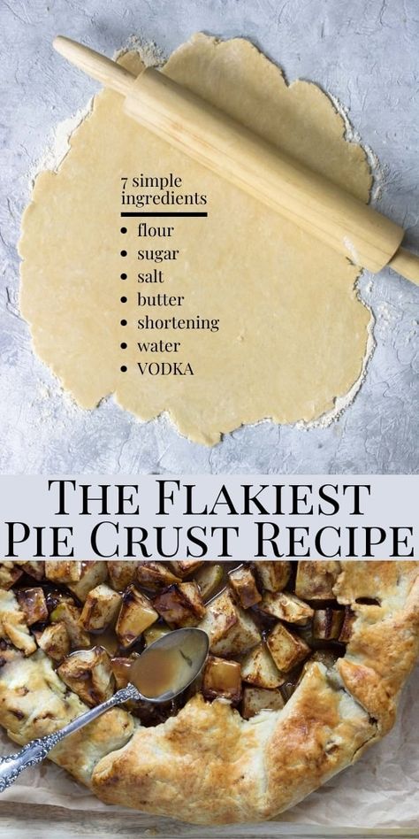 Pie Crust w/ Vodka is the flakiest crusts you will find! Perfect to use in any sweet or savory recipe that calls for a pie crust recipe. Pie Crust Using Vodka, Vodka Pie Crust Recipe, Pie Crust With Vodka, Vodka Pie Crust, Best Pie Crust Recipe, Flaky Pie Crust Recipe, Pie Crust Recipe Easy, Pie Dough Recipe, Savory Recipe