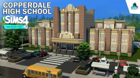 Sims 4 High School, New Art Deco, The Sims 4 Lots, Sims 4 Body Mods, Sims 4 House Design, Sims House Plans, High School Years, Sims 4 Cc Furniture, School Building