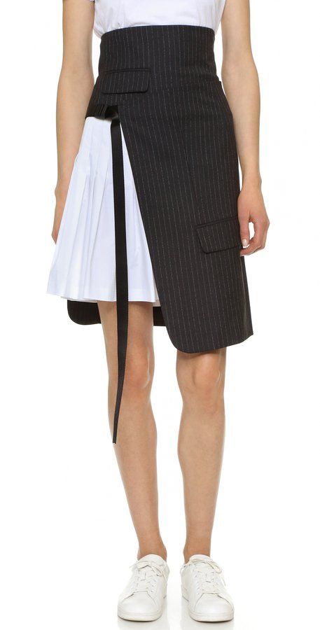 Pin for Later: 34 Wrap Skirts to Get All Tied Up in This Spring  DKNY Pinstripe… Skirt Inspiration, Wrap Skirts, Dresses Aesthetic, Popsugar Fashion, Dresses 2024, Cute Summer Dresses, A Skirt, Dresses Summer, Skirt Design