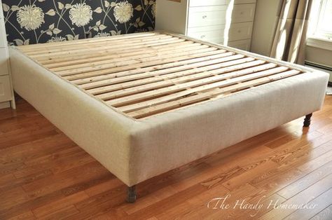 Upholstered Bedframe                                                                                                                                                      More Diy Upholstered Bed Frame, Diy Upholstered Bed, Diy Headboard Upholstered, Murphy Bed Ikea, Fabric Bed Frame, Wooden Platform Bed, Diy Bed Frame, Frame Ideas, Bedroom Style