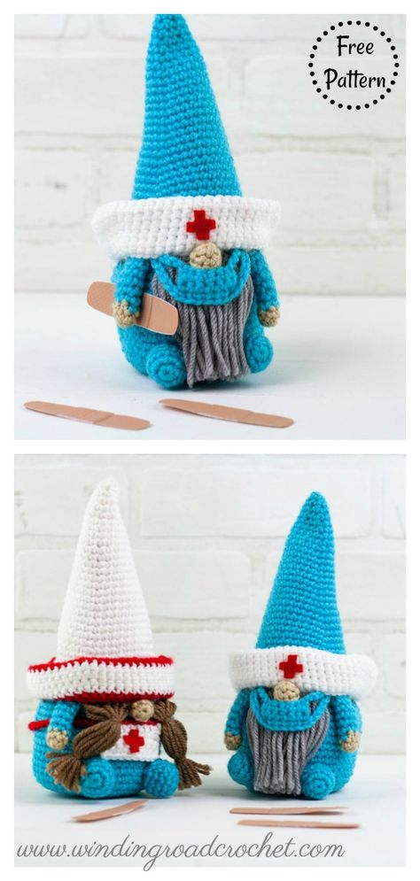 Gnome Crochet Pattern Free, Doctor Gnome, Christmas Gnome Crochet Pattern, Christmas Gnome Crochet, Gnome Crochet Pattern, Knitted Christmas Decorations, Crochet Gnome, Gnome Crochet, Amigurumi Christmas