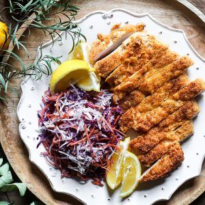 The Best Gluten-Free Chicken Schnitzel is made with seasoned almond flour and is a 10 minute wonder meal. #whole30 #glutenfree #easy #paleo #chicken #dinner #weeknight #almondflour Schnitzel Recipes, Gluten Free Chicken Recipes, Cooking Whole Chicken, Chicken Schnitzel, Homemade Coleslaw, Gluten Free Recipes For Dinner, Gluten Free Dinner, Gluten Free Chicken, Foods With Gluten