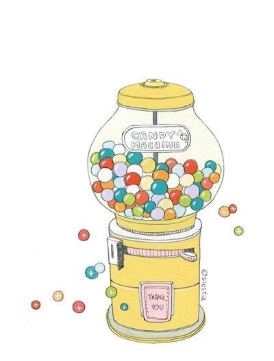 Gumball Machine Drawing Art, Candy Machine Illustration, Gumball Machine Illustration, Candy Illustration, Artsy Pictures, Kawaii Illustration, Gumball Machine, Beautiful Landscape Wallpaper