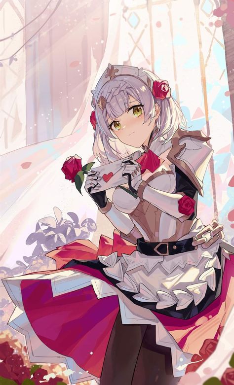 Noelle Genshin, Kid Character, Love Letter, Ship Art, Scenery Wallpaper, A Rose, Cuteness Overload, Anime Fanart, Genshin Impact