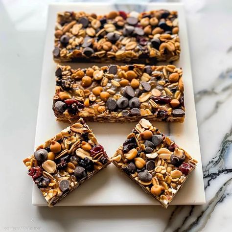 Peanut Butter Trail Mix Bars Trail Mix Bars, Bars At Home, Storage Tips, Trail Mix, Yummy Snacks, Easy Recipes, Nuts, Peanut Butter, Peanut