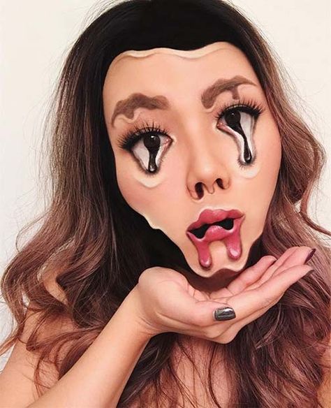 Carnaval Make-up, Melting Face, Creepy Makeup, Cool Halloween Makeup, Special Fx Makeup, Face Art Makeup, Amazing Halloween Makeup, Horror Makeup, Halloween Makeup Inspiration