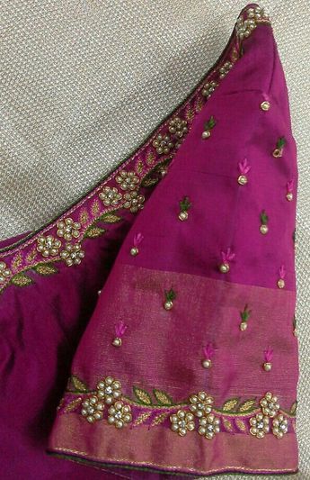 Pearl Work Embroidery Blouses, Latest Maggam Work Designs, Pearl Work Embroidery, Latest Maggam Work, Simple Maggam Work, Machi Work, Maggam Blouse, Blouse Images, Embroidery Blouses