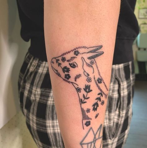 Baby Goat Tattoo, Small Goat Tattoo, Cute Goat Tattoo, Mountain Goat Tattoo, Front Thigh Tattoos, Goat Tattoo, Small Goat, Yoga Tattoos, Goat Yoga