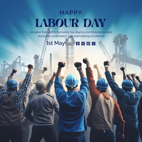 International Labour Day, Happy Labour Day, Labor Rights, International Workers Day, Workers Day, Technology Icon, Corporate Training, Light Blue Background, Happy Labor Day