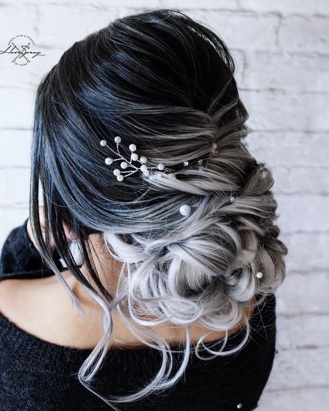 Hairstyles Volume, Hairstyles Ombre, Goth Bride, Gothic Wedding Theme, Low Updo, Gothic Bride, Gothic Hairstyles, Ombre Wedding, Goth Hair