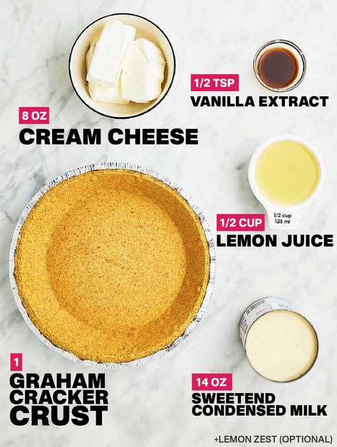 Lemon Cheesecake Recipe, Lemon Cheesecake Recipes, No Bake Lemon Cheesecake, Fruit Pie, Lemon Cheesecake, Cheesecake Recipe, Sweetened Condensed Milk, Condensed Milk, Lemon Zest