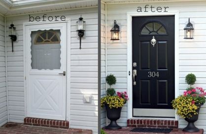 Paint Doors Black, Diy Curb Appeal, Front Door Makeover, Black Front Doors, Colonial Exterior, Dutch Colonial, Virginia Homes, Casa Exterior, Front Door Colors