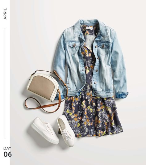 30 Days of Outfits: April Edition | Stitch Fix Style - I have the denim jacket - need the dress!! Flapper Girls, 30 Outfits, Stitch Fix Outfits, Stitch Fix Stylist, Mode Vintage, Look At You, Style Chic, Feminine Style, Stitch Fix