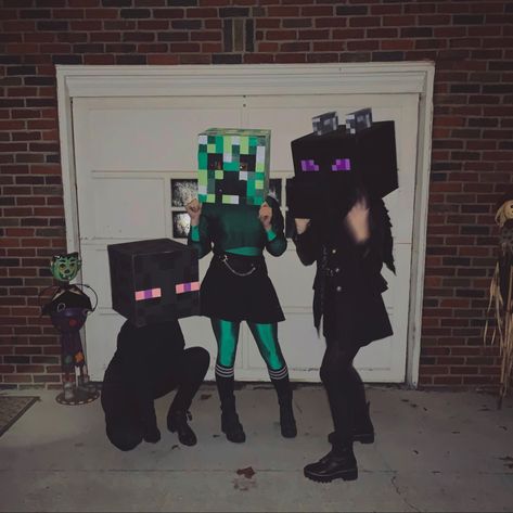 Minecraft Ender Dragon Costume, Alt Couple Halloween Costumes, Enderman Halloween Costume, Enderman Cosplay, Wither Minecraft Costume, Minecraft Costumes Enderman, Minecraft Cosplay, Minecraft Halloween Costume, Creeper Costume