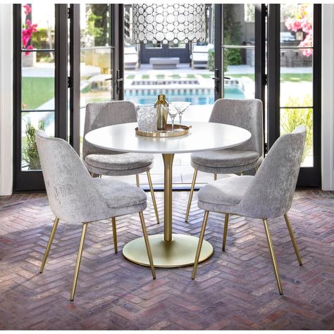 41.25" x 41.25" Flower Round Dining Table - On Sale - Bed Bath & Beyond - 28442295 Penthouse Decor, Rv Dinette, Traditional Dining Room Table, Kitchen Dinette, Round Dining Table Modern, Dining Table Modern, Apartment Dining, Room Table Decor, Round Dining Room