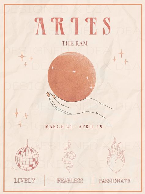 For the astrology girlies - Bring the Aries personality into your room with this rustic-vibe poster. Each design is printed on premium matte paper, making it easy to frame or hang as is. It's the perfect poster to hang in any room, or give it as a gift to another Aries! Aries Poster Prints, Aries Print, Aries Poster, Aries Vibes, Aries Personality, Constellation Poster, Aries Aesthetic, Room Pics, Zodiac Poster