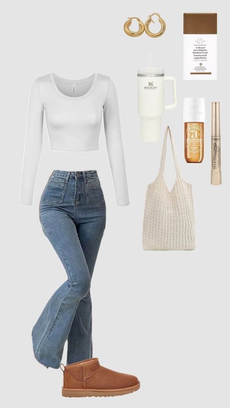 Outfit Inspo Flared Jeans, Comfy Fall Outfits With Leggings, Simple Outfit For School, Clean Fits, Outfit Inspo Casual, Casual Preppy Outfits, Cute Lazy Day Outfits, Trendy Outfits For Teens, Lazy Day Outfits