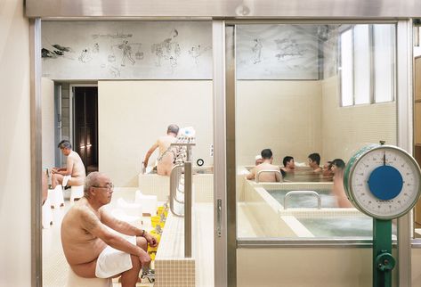 Bathing Culture, Schemata Architects, Communal Bath, Japanese Bath House, Tokyo Architecture, Deprivation Tank, Contemporary Color Schemes, Reception Bar, Beer Serving