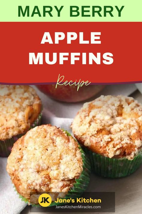 Apple muffin on a white towel Mary Berry Recipes Baking, Apple Muffins Recipe, British Bake Off Recipes, Bake Off Recipes, Apple Muffin Recipes, Mary Berry Recipe, Berry Muffins, Apple Muffins, British Bake Off