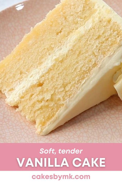 video of a fork cutting a soft moist vanilla cake Sweet Vanilla Cake Recipe, Simple Moist Cake Recipe, Dessert Recipes Vanilla, Soft Cakes Recipes, Vanilla Bday Cake, Cakes Recipes Easy Moist, White Butter Cake Recipe, Very Moist Cake, Vanilla Cake Frosting Ideas