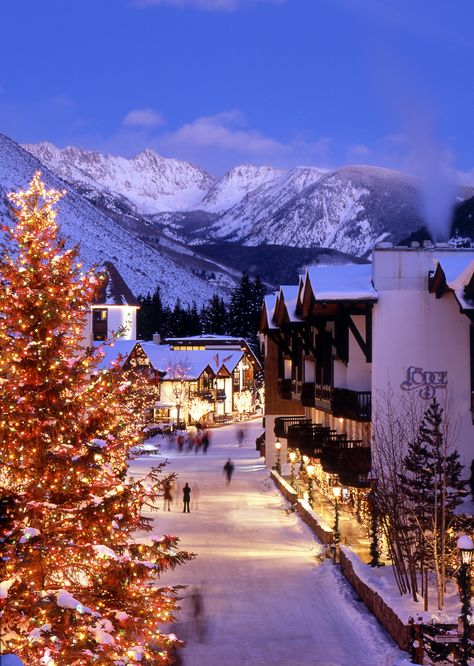 Vail Village Colorado Vail, Vail Village, Christmas Scenery, Vail Colorado, Winter Wonderland Christmas, Ski Holidays, Christmas Town, Winter Scenery, Winter Pictures